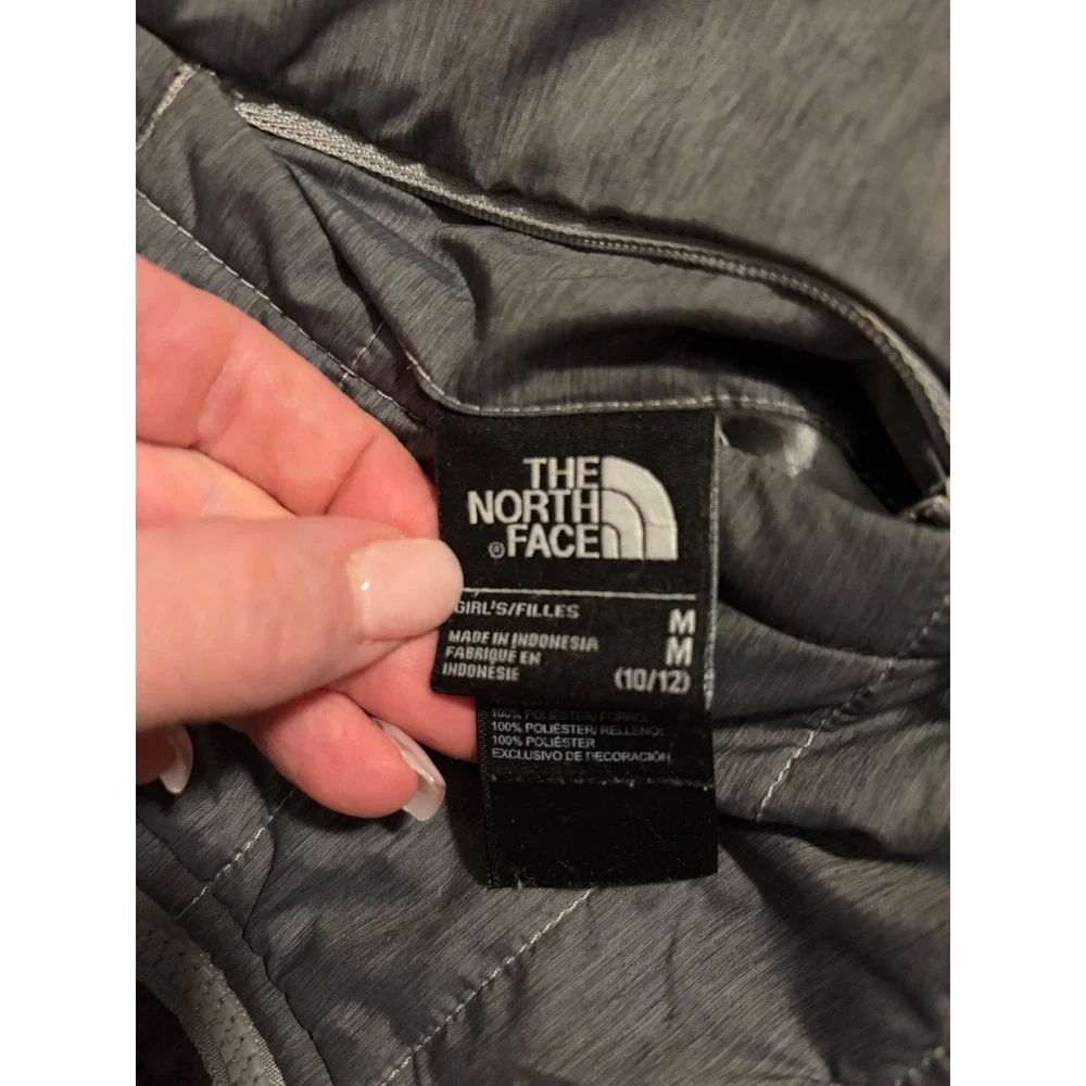 The North Face‎ Girls Reversible Mossbud Swirl Jacket Grey Blue Size M 10/12